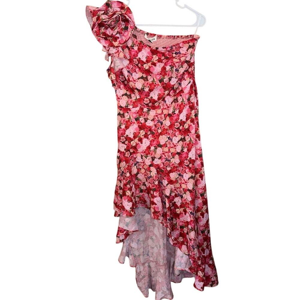 Grace Karin women’s one-shoulder pink red floral asymmetrical hem dress (size 8)